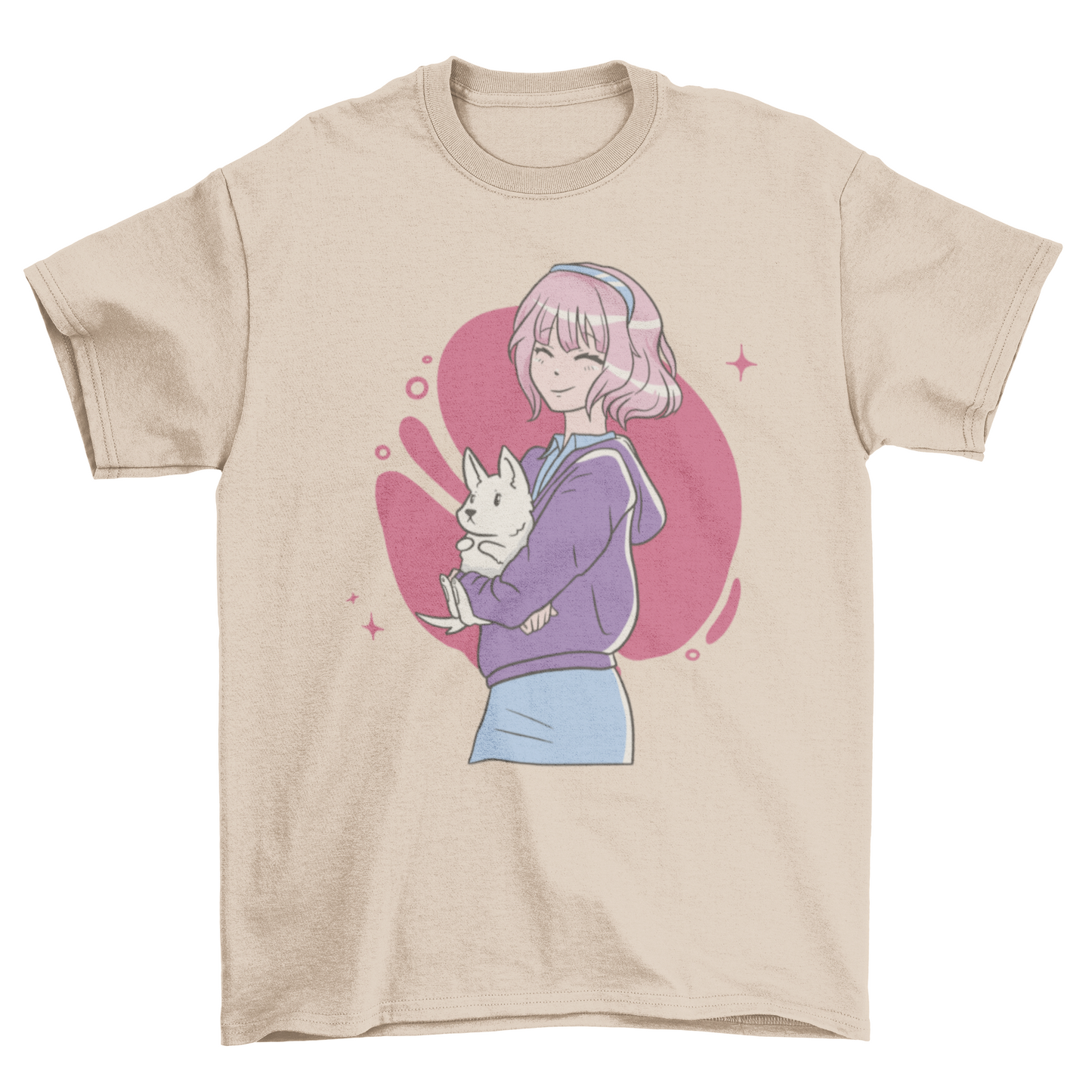 Anime girl with puppy t-shirt